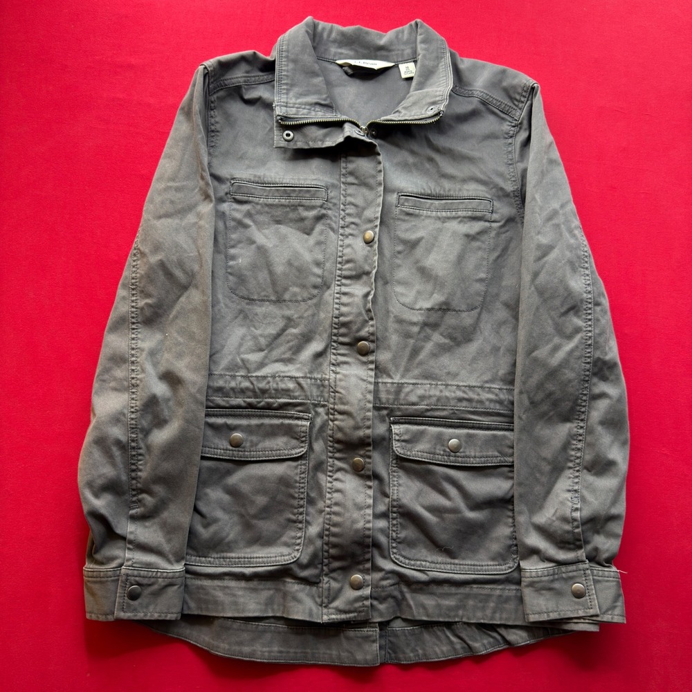 LL Bean Womens Utility Field Jacket Charcoal Gray Canvas‎ Barn Coat Size M Reg